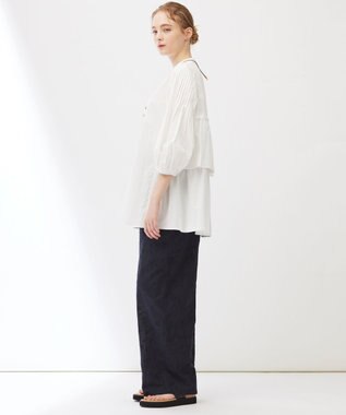 23区 【Indian Factory】コットンポプリン タックディテール チュニックブラウス ホワイト