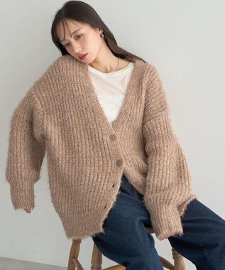 earth music&ecology 【予約】カラーミックスシャギーカーディガン モカ