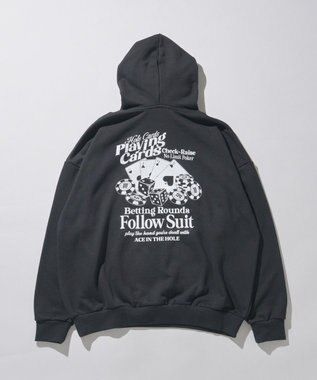 WEGO ヘビーウエイトユニークモチーフプルパーカー ブラック