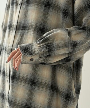 AMERICAN HOLIC バンドカラーチェックシャツワンピース Check Gray