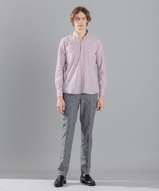 JOSEPH HOMME リネンストレッチブロード ウィングカラーシャツ ローズ系