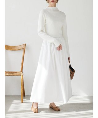 Green Parks AnriettMusee  リブニットドッキングワンピース Off White