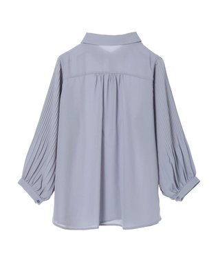 Green Parks 袖プリーツ衿付きブラウス Sax