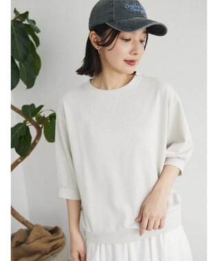 Green Parks ７分袖ラメ裏毛パフプルオーバー Ivory