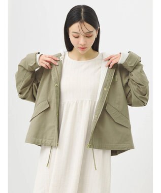 earth music&ecology パーカー付きミリタリーブルゾン Khaki