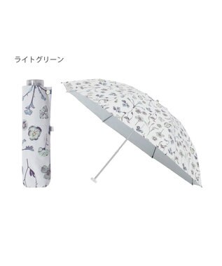 MOONBAT 【晴雨兼用/ 一級遮光/UV99％】フワクール (Fuwacool) 折りたたみ日傘 フワクールホワイト  ボタニカル 軽量 ライトグリーン