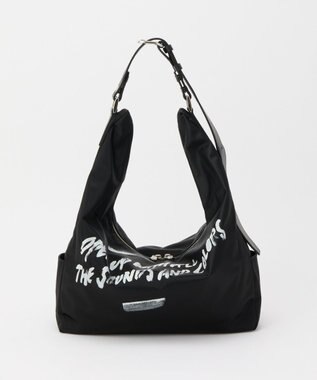 russet ステンシル風プリント ナイロン2WAYショルダーバッグ(SF-271) Black