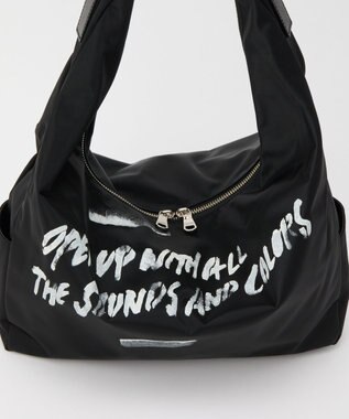 russet ステンシル風プリント ナイロン2WAYショルダーバッグ(SF-271) Black