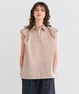 BEIGE， 【洗える】FREESIA / バルーンスリーブストライプブラウス