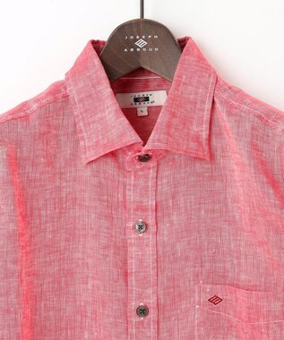 JOSEPH ABBOUD 【麻100％・軽い・涼しい】モイスチャーリネン シャツ レッド系