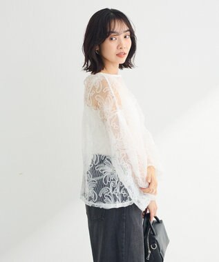 Green Parks チュールレイヤードブラウス White