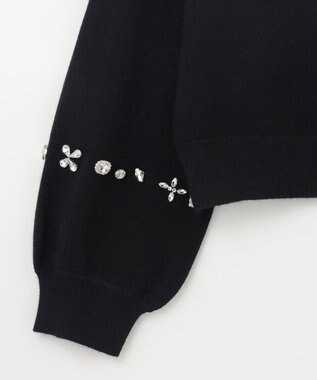 GRACE CONTINENTAL マルチビジューニットトップ ブラック