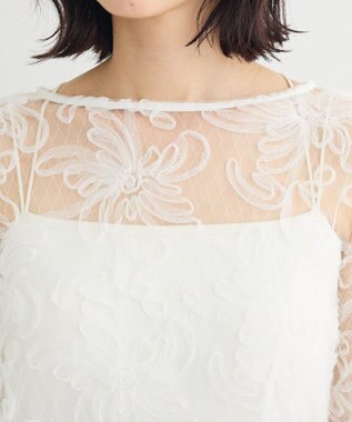 Green Parks チュールレイヤードブラウス White