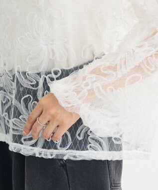 Green Parks チュールレイヤードブラウス White