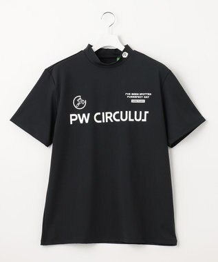 PW CIRCULUS 【MEN】【ストレッチ】ロゴ モックネック シャツ ブラック