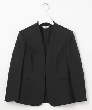 J.PRESS LADIES 【セットアップ対応・洗える・撥水・防汚】コットンFITTYシャーク ノーカラー ジャケット ブラック系
