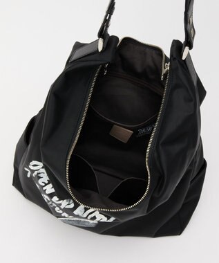 russet ステンシル風プリント ナイロン2WAYショルダーバッグ(SF-271) Black