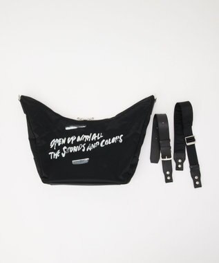 russet ステンシル風プリント ナイロン2WAYショルダーバッグ(SF-271) Black