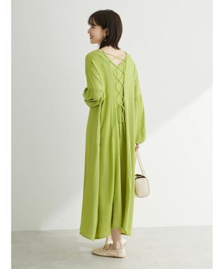 Green Parks ・ｆｕｒｒｙ　ｒａｔｅ　バックレースアップワンピース Lime Green