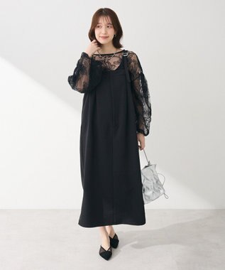 Green Parks チュールレイヤードブラウス Black