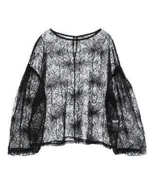 Green Parks チュールレイヤードブラウス Black