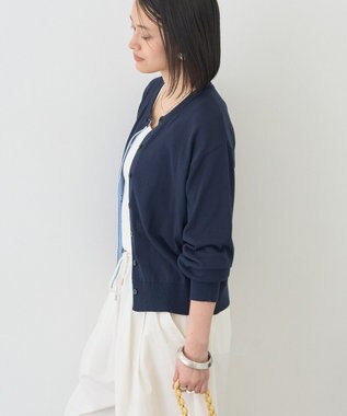AMERICAN HOLIC 配色シアーカーディガン Navy