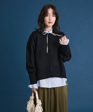 Green Parks フリルカラーインナーシャツ Stripe