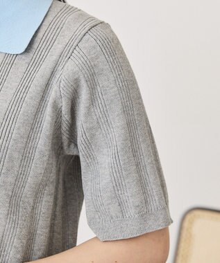 AMERICAN HOLIC 襟配色ニットポロ Light Gray