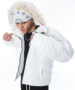 WEGO 【ユニセックス着用ITEM】2WAYシャイニーパファーフーディー ホワイト