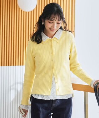 ANY SIS ポロカラーリブ ニット イエロー