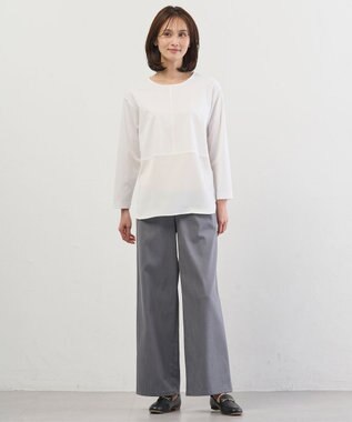 J.PRESS LADIES L ベーシックジャージー レイヤードフレア カットソー ホワイト系