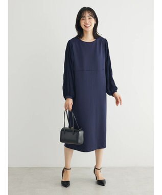 Green Parks マジョリカ袖ドッキングワンピース Dark Navy