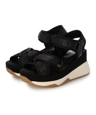 ing <ing>厚底クロスベルトスポーツサンダル グレー