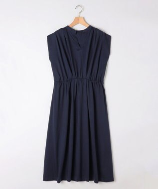 組曲 【洗える・WEB限定】プレーティング天竺 ドレープワンピース ネイビー系