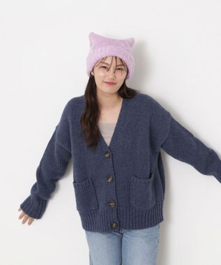 MOONBAT PAUL&JOE ACCESSOIRES(ポール&ジョー)ネコミミ シャギー ニット帽 ラベンダー