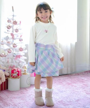 ANY KIDS フェイクムートンリボンブーツ ベージュ