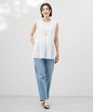 J.PRESS LADIES 【洗える】BASIC STRETCH DENIM ボーイフィット パンツ ブリーチ系