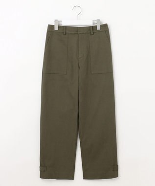 J.PRESS LADIES 【洗える】サテンストレッチプレミアムピーチ ベイカー パンツ カーキ系