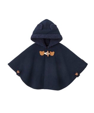 MIKI HOUSE HOT BISCUITS お耳付きボアフリース ダッフルマントギフトセット【BOX付き】 紺