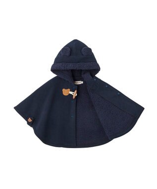 MIKI HOUSE HOT BISCUITS お耳付きボアフリース ダッフルマントギフトセット【BOX付き】 紺