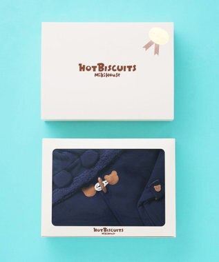 MIKI HOUSE HOT BISCUITS お耳付きボアフリース ダッフルマントギフトセット【BOX付き】 紺