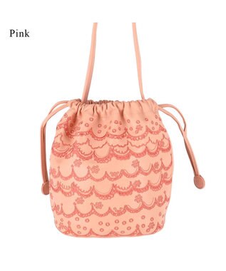 tsumori chisato CARRY スカラップししゅう ショルダーバッグ ミニバッグ 猫モチーフ ピンク