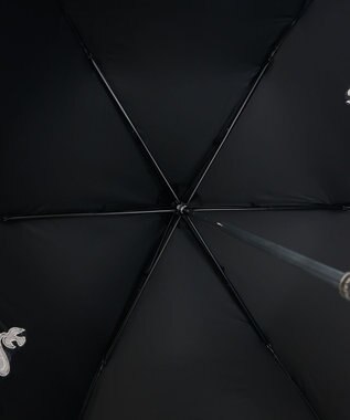 AURORA NINA RICCI （ニナリッチ) 刺しゅうオーガンジー掛け合わせ晴雨兼用パラソル（折り畳み・トップフラット傘） ブラック