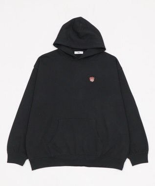 WEGO 【ユニセックス着用ITEM/SMLサイズ展開/裏起毛】ワンポイント刺繍プルパーカー ブラック