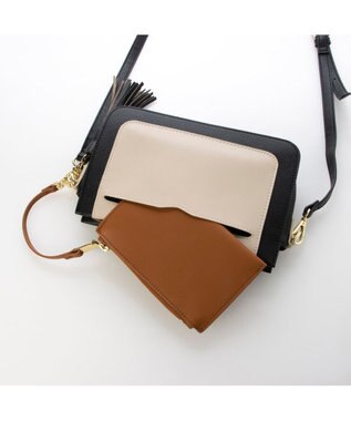 UNBILLION カシュカシュ cachecache / フロントポケットタッセルショルダー ベージュミックス