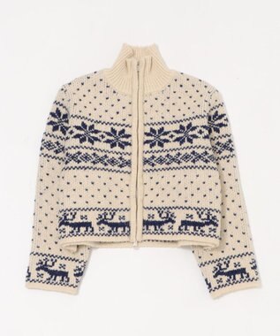 WEGO ノルディックZIPニット ホワイトアイボリー