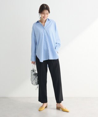 Green Parks イージーケアストライプシャツ Blue