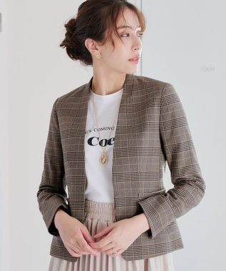 Tiaclasse 【洗える】カラーレスチェック柄ジャケット