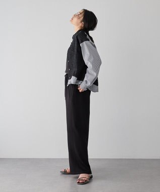 YECCA VECCA レースMIXレイヤードデザインシャツ Stripe Black