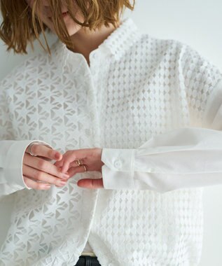 YECCA VECCA レースMIXレイヤードデザインシャツ White